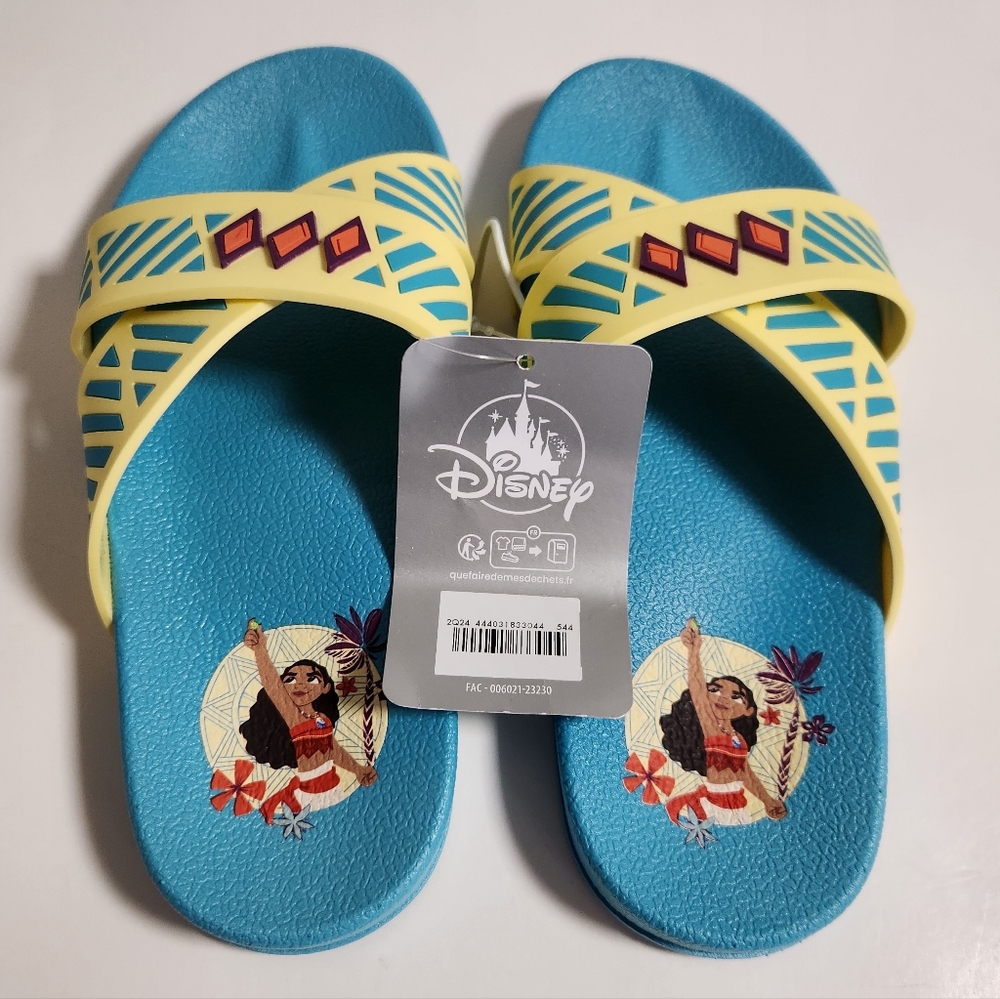 Disney Moana Girls Size 2/3 Sandals Slides Flip Flop Slide On Shoes